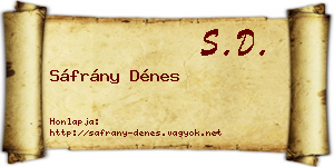 Sáfrány Dénes névjegykártya